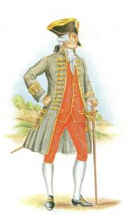 Costume d'apothicaire major des armées (1786), source : livre de Pierre Acker "De l'apothycaire...