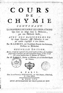 Cours de chymie, édition 1756